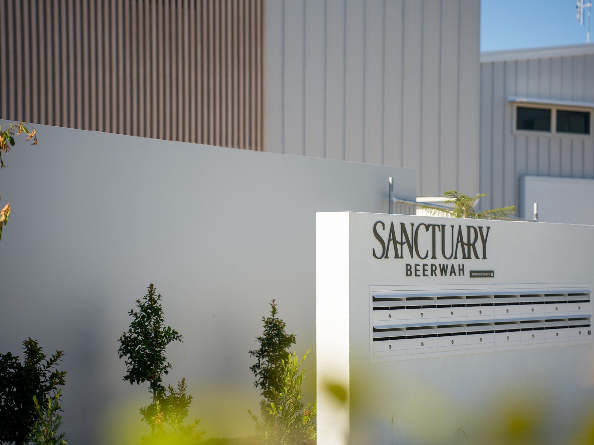 Sanctuary Beerwah entry signage and letterboxes
