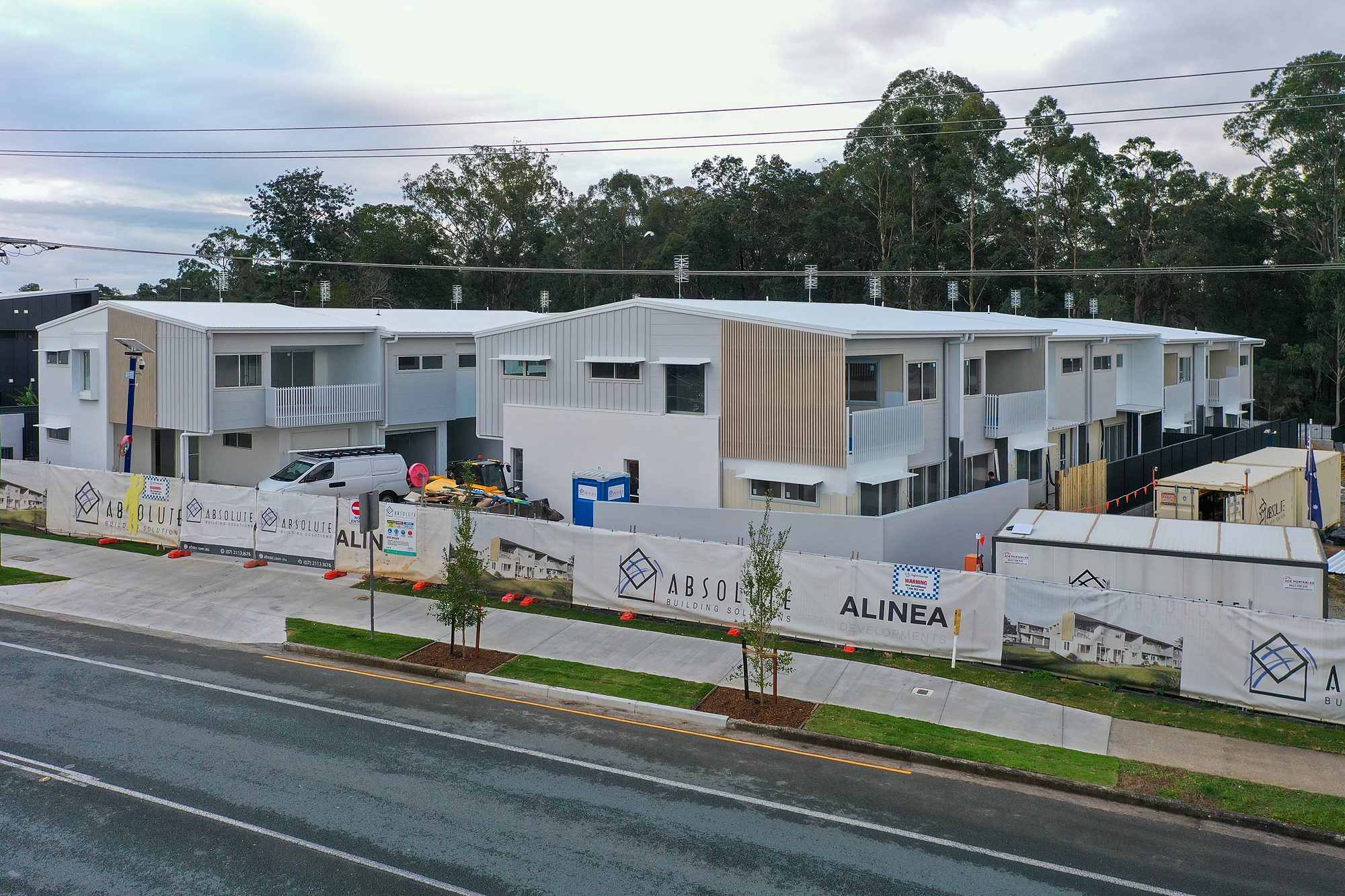 Photo of the Sanctuary Beerwah street frontage during the final stages of construction